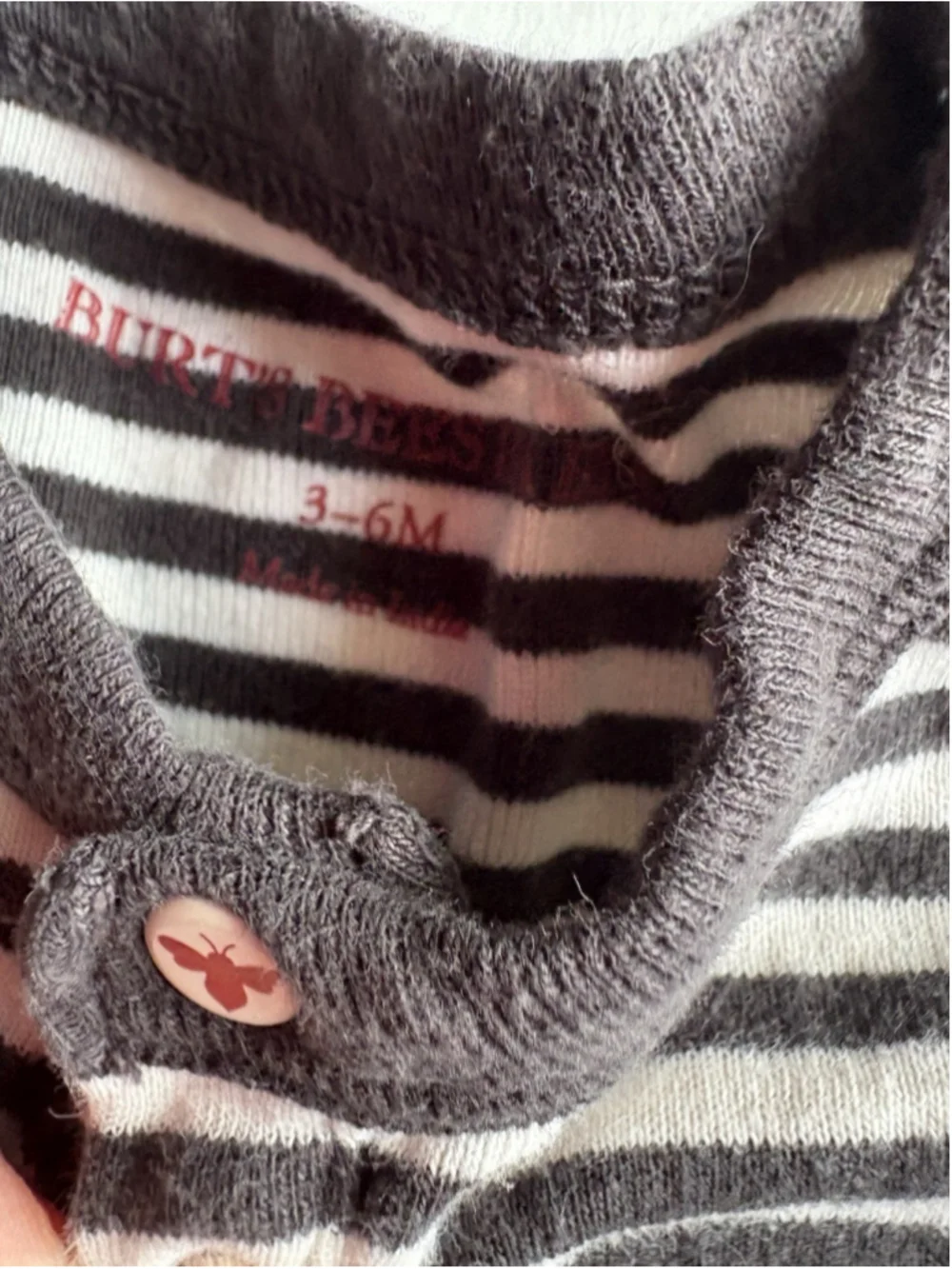 Burt's Bees Baby Sleepers 2-Piece Set 0-3M Pajamas Gray Striped Footed